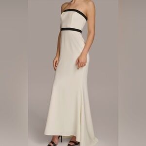 Donna Karan Strapless Ivory and Black Dress (NWT). Size 12
